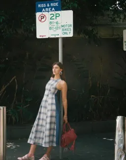 Katharina Lou Annabel Dress In Blue Beige Size 14  for rent on The Volte - image 8