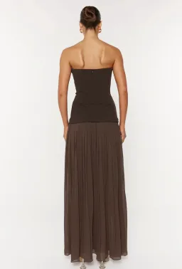 She is OLLÁ Nicolette Maxi Dress Espresso Brown Size XS / AU 6 for rent on The Volte - image 2