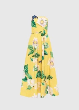 Leo Lin Lynn Bustier Midi Dress Joie Print in Sunshine Size 10 for rent on The Volte - image 1