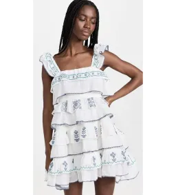 Innika Choo Cross Stitch Layer Mini Dress White Print Size AU 8 for rent on The Volte - image 1