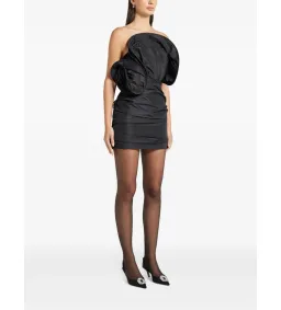 Magda Butrym Magda Butrym Sculptural Rose Mini Dress Black Size 8 for rent on The Volte - image 2