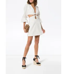 Zimmermann	Corsnge Biaided Cut Out Mini Dress White Size 0/Au 8  for rent on The Volte - image 1