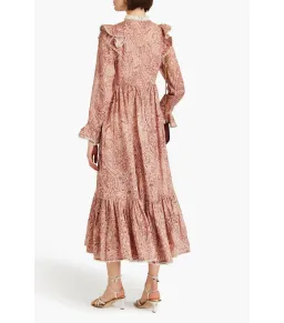 Zimmermann The Wonderland Frilled Midi Dress in Blush Paisley Size 4 / AU 16 for rent on The Volte - image 2