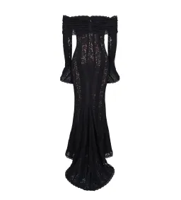House of CB Belle Off Shoulder Floral Lace Maxi Dress Black Size AU 14 for rent on The Volte - image 8