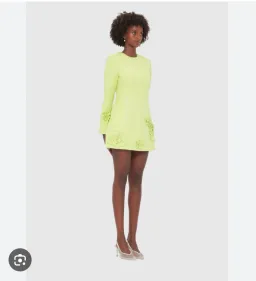 Leo Lin Long Sleeve Petal Mini Dress in Chartreuse Size AU 8   for rent on The Volte - image 3