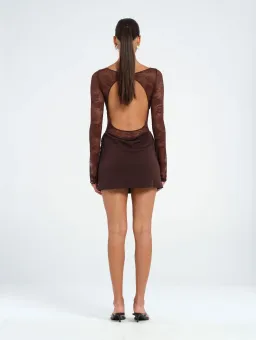 Benni Oskar Mini Dress in Brown Size 6 for rent on The Volte - image 3
