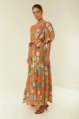 Palm Noosa Lotus Maxi Dress in Brown Print Size 12  for rent on The Volte - image 2