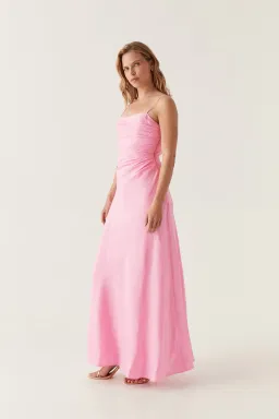 Aje Clarice Draped Maxi Dress Pink Size 6 for rent on The Volte - image 2
