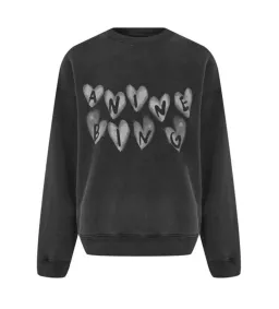 Anine Bing Spencer Sweatshirt Hearts Washed Black Size XS / AU 6 for rent on The Volte - image 4