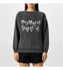 Anine Bing Spencer Sweatshirt Hearts Washed Black Size XS / AU 6 for rent on The Volte - image 1