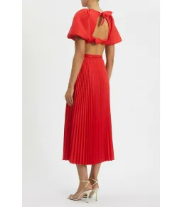 Rebecca Vallance Puff Sleeve Open Back Dress Red Size AU 6 for rent on The Volte - image 2
