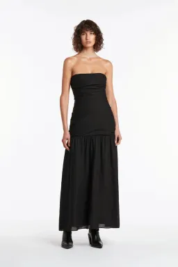 Sir The Label Clemence Gathered Midi Dress Black Size 0 / AU 6 for rent on The Volte - image 1