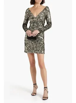 Rachel Gilbert Fleur Mini Dress Gunmetal Sequin Size 5 / AU 16 for rent on The Volte - image 1