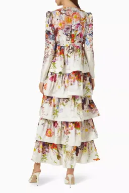 Zimmermann	Prima Tiered Floral Midi Dress Multi Size 2 / AU 12  for rent on The Volte - image 2
