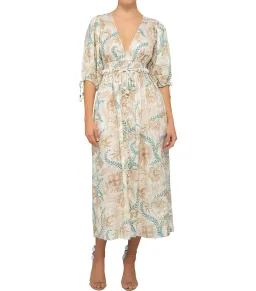 Zimmermann Veneto Floral Shirred Waist Midi Dress Print Size 0 / Size AU 8   for rent on The Volte - image 1