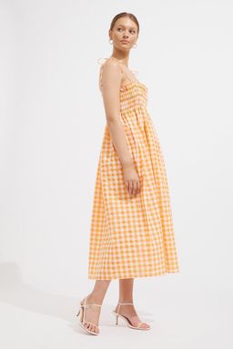 Steele - Sierra Dress - Papaya Check - Size 10 for rent on The Volte - image 2