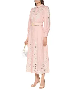 Zimmermann Freja Broderie Anglaise-linen Shirt Dress in Pink Size 0 / AU 8  for rent on The Volte - image 2