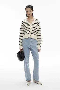 Witchery Boxy Knit Cardigan Black Stripe Size XS / AU 8 for rent on The Volte - image 1