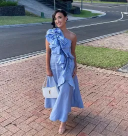 Aje Adelia Ruffle Midi Dress Light Sky Blue Size AU 16 for rent on The Volte - image 4