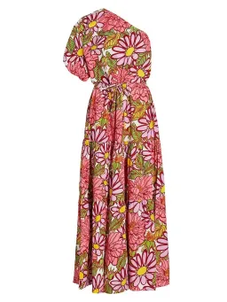 S/W/F Frida One Shoulder Puff Sleeve Maxi Dress Floral Pink Size L / Au 14 for rent on The Volte - image 8