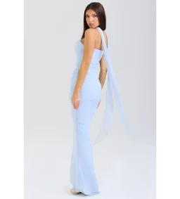 House Of CB Set Hallie Strapless Corset With Neck Scarf & Cassidy Fluted Hem Maxi Skirt Bluebell  Size L/AU 12 for rent on The Volte - image 3