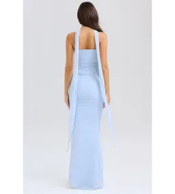 House Of CB Set Hallie Strapless Corset With Neck Scarf & Cassidy Fluted Hem Maxi Skirt Bluebell  Size L/AU 12 for rent on The Volte - image 4