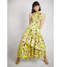 Aje Pelicano Citrus Bloom Racer Back Tiered Asymmetric Maxi Dress Print Size AU 8 for rent on The Volte - image 3