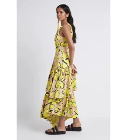 Aje Pelicano Citrus Bloom Racer Back Tiered Asymmetric Maxi Dress Print Size AU 8 for rent on The Volte - image 2