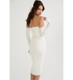 House Of CB Nanoushka Satin Midi Dress Ivory Size L/AU 12 for rent on The Volte - image 4