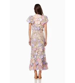 Elliatt Asterea 3D Pastel Floral Midi Gown in Pink Size S/ AU 8 for rent on The Volte - image 3
