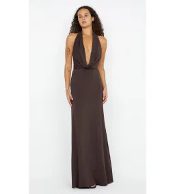 Bec & Bridge Nessie Cowl Neck Maxi Dress Dark Chocolate Size 8  for rent on The Volte - image 1