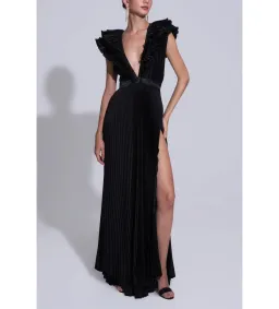 L'ldee Tuileries Split Gown in Noir Size 12 for rent on The Volte - image 2