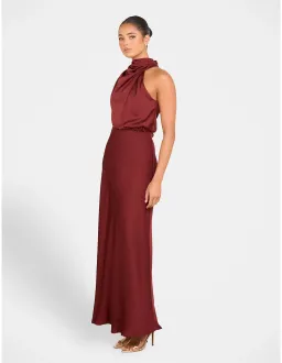 Pilgrim Otillie High Neck Gown Burgundy Size AU 12 for rent on The Volte - image 2