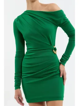 Rebecca Vallance Erin Long Sleeve Mini Dress in Emerald Size 8 for rent on The Volte - image 2