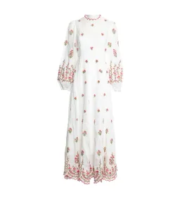 Zimmerman Poppy Floral Midi Dress in Pink Embroidery Size 1 / AU 10 for rent on The Volte - image 5