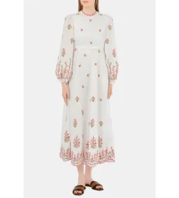 Zimmerman Poppy Floral Midi Dress in Pink Embroidery Size 1 / AU 10 for rent on The Volte - image 1