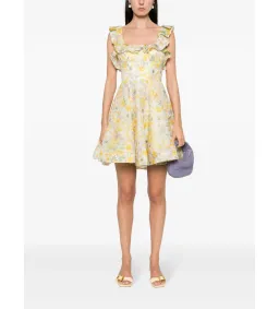 Zimmermann Harmony Frilled Mini Dress in Citrus Garden Print Size o / AU 8 for rent on The Volte - image 1