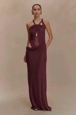 Meshki Edwina Knotted Mesh Maxi in Brown Size 8/S for rent on The Volte - image 1