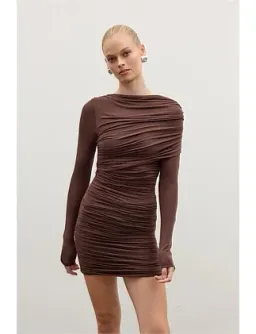 Bayse Kai Mini Dress in Chocolate Size S / AU 8 for rent on The Volte - image 4