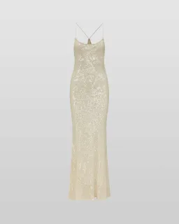 Rat and Boa Olympia Sequin Maxi Dress Gold Size XXS / Size AU 4 for rent on The Volte - image 5