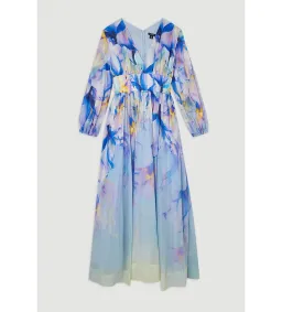 Karen Millen Ombre Floral Silk Maxi Dress Multi Size 22  for rent on The Volte - image 2