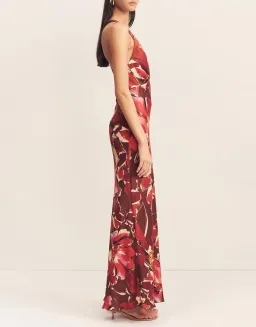 Shona Joy Nolita Plunged Cross Back Maxi Dress Rosewood Floral Size AU 6  for rent on The Volte - image 2