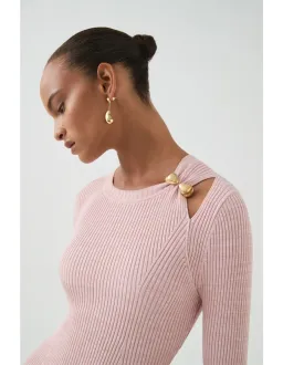 Aje Nina Knit Midi Dress Pink Marle Size M / AU 10 for rent on The Volte - image 5