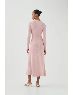 Aje Nina Knit Midi Dress Pink Marle Size M / AU 10 for rent on The Volte - image 3