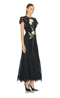 Leo Lin Monique Embroidered Lace Maxi Dress Black Size 8 for rent on The Volte - image 2