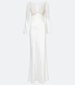 Self-Portrait x Christopher Kane Lace Trimmed Satin Gown White Size 10 for rent on The Volte - image 6