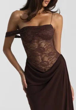 Natalie Rolt Sloane Maxi Dress in Brown Size 1 / AU 6-8 for rent on The Volte - image 4