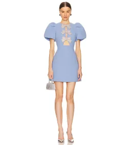Rebecca Valance Juliana Puff Sleeve Mini Dress in Blue Size AU 4 for rent on The Volte - image 1