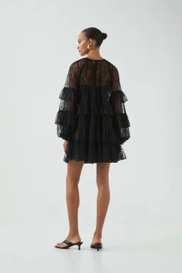 Aje Primrose Mini Dress Black Size 12/L for rent on The Volte - image 3