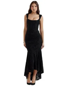 House of CB Cesca Corset Ruched Maxi Dress Black Size XS / AU 6 for rent on The Volte - image 1